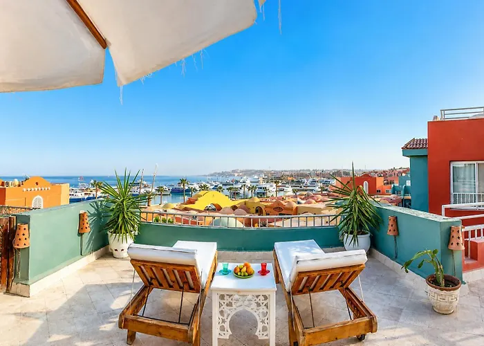 For Rent In Marina Sea View Private Panoramic Rooftop Terrace Apartment Hurghada
